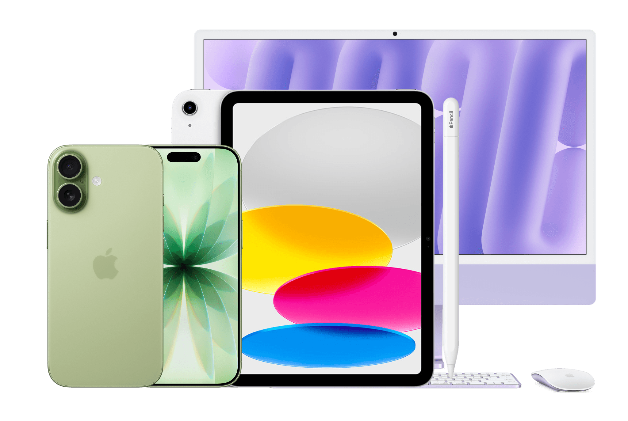 iMac M4 (16GB · 256GB) + iPad 11" 128GB + Apple Pencil + iPhone 17 256GB